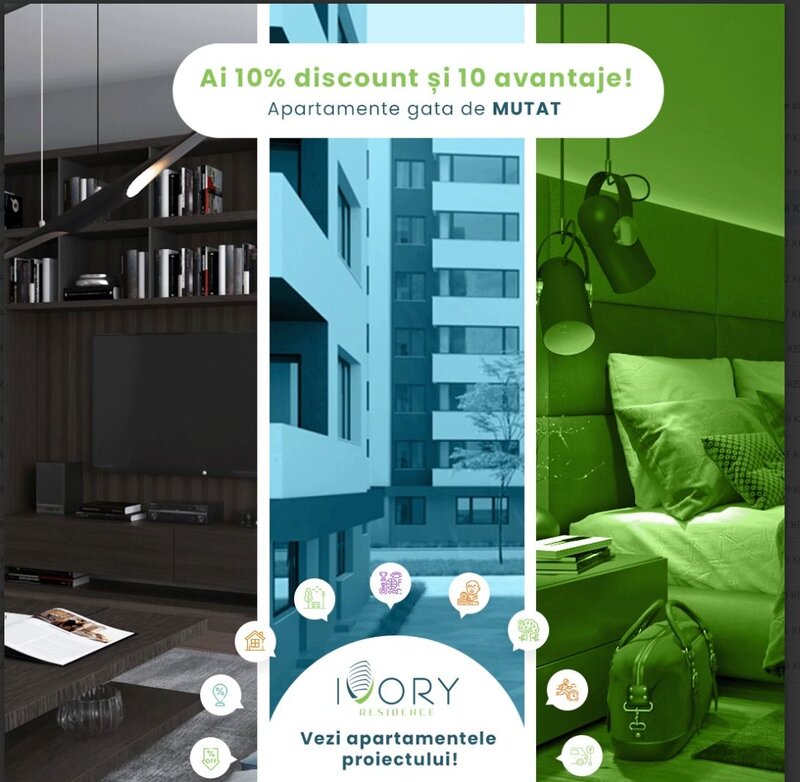 Ivory Residence, apartament cu 2 camere, acum cu 10% discount inclus.